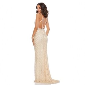 New Mac Duggal Embellished Champagne Gold Prom Dress 4